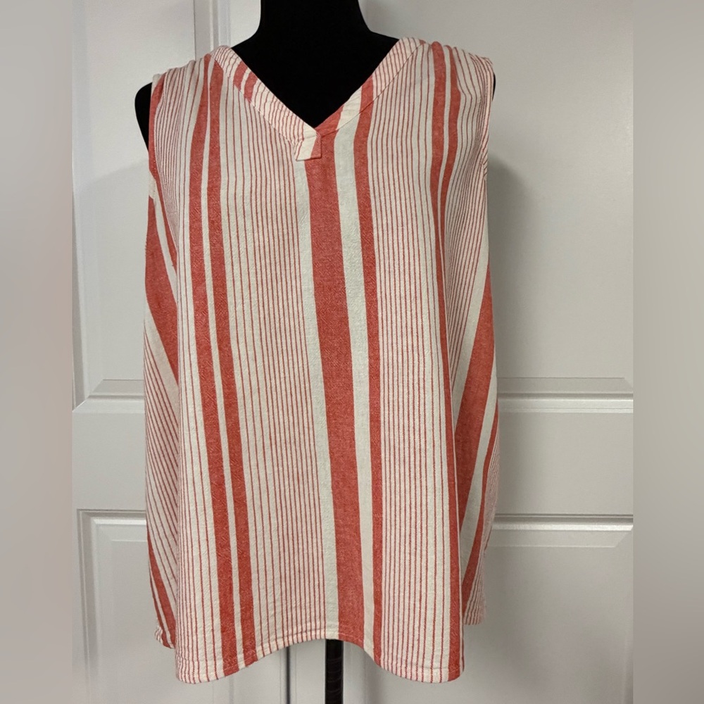 Sonoma Linen V-Neck Striped Tank Top